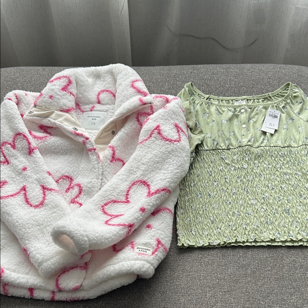 Abercrombie Kids Floral Pajama Top - White and Pink